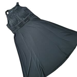 Black Label Evan Picone Pleated Bodice Black Dress Size 14